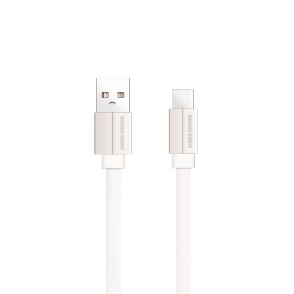 Купить Дата-кабель USB 2.1A для Type-C плоский More choice K20a нейлон 1м (White)